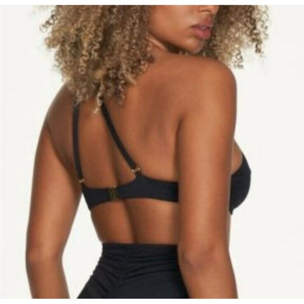 Frederick's of Hollywood small black Taormina one shoulder bikini top - Picture 6 of 12